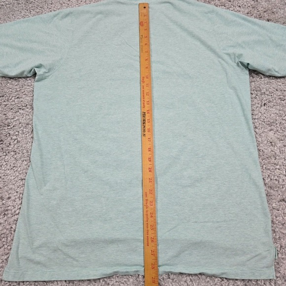 B Draddy Polo Shirt Mens Large Green‎ Striped Short Sleeve Stretch Pima Cotton - Picture 8 of 9